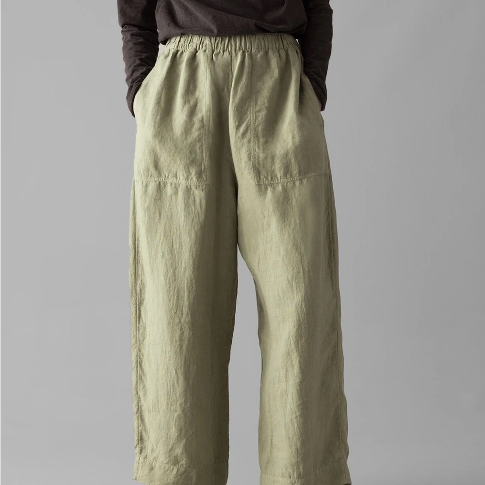 NWT TOAST Garment Dyed Linen Barrel Leg Pants in Salvia